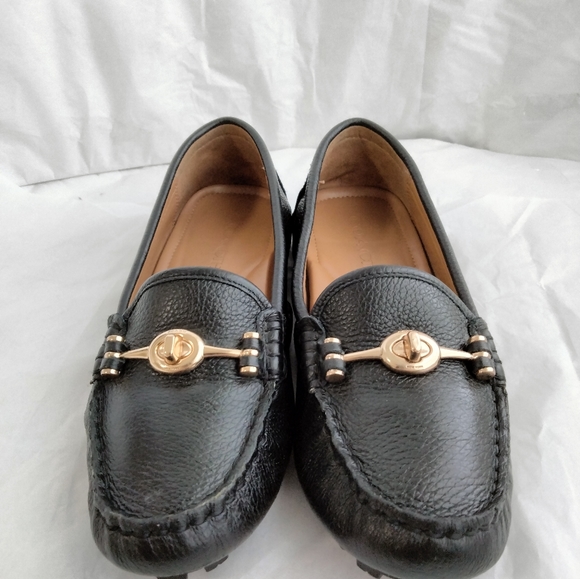 Coach Black Pebbled Leather Arlene Turn Lock Loafer Flats Size 6B - Picture 5 of 16
